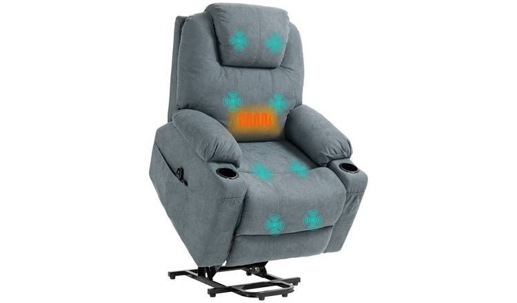 HOMCOM Fabric Massage Recliner Armchair with Backrest - Charcoal Grey