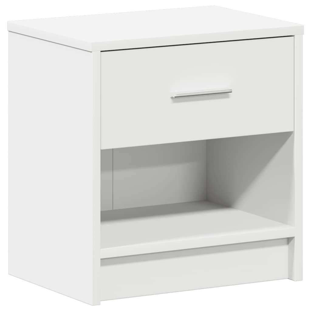 Walplus 1 Drawer Engineered Wood Bedside Cabinet - White - 39 x 28 x 41 cm - Image 2