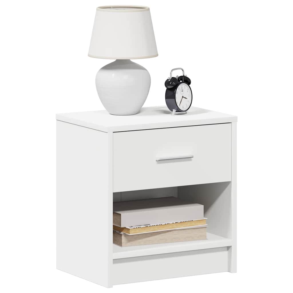 Walplus 1 Drawer Engineered Wood Bedside Cabinet - White - 39 x 28 x 41 cm - Image 3