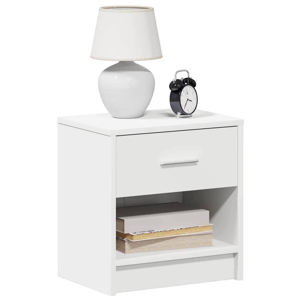 Walplus 1 Drawer Engineered Wood Bedside Cabinet - White - 39 x 28 x 41 cm - Image 3