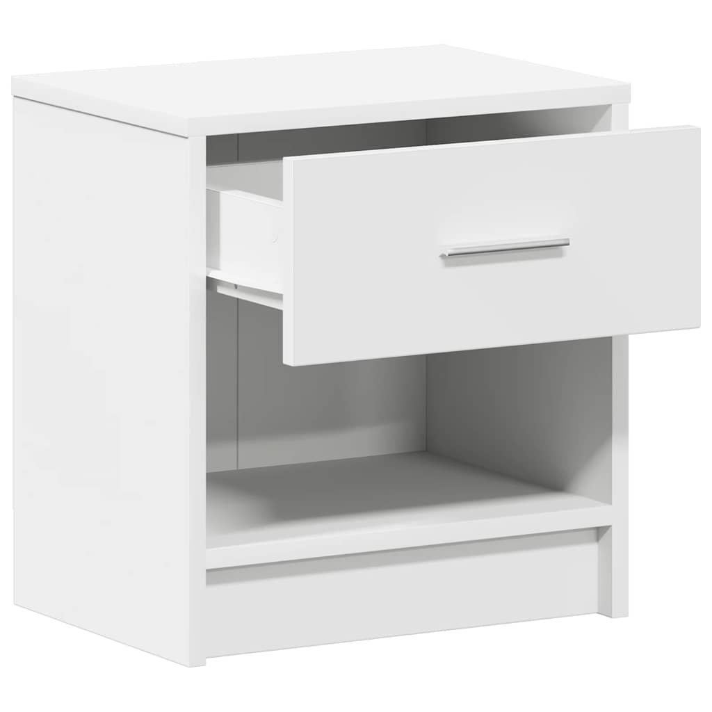 Walplus 1 Drawer Engineered Wood Bedside Cabinet - White - 39 x 28 x 41 cm - Image 5