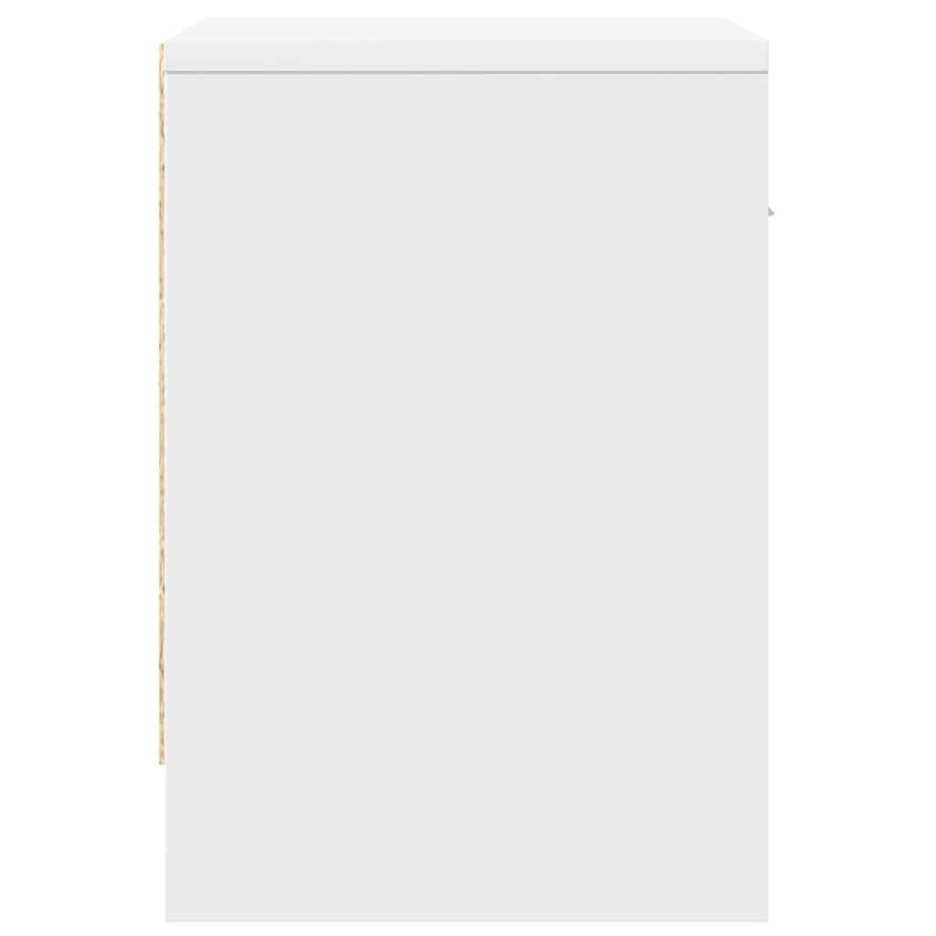 Walplus 1 Drawer Engineered Wood Bedside Cabinet - White - 39 x 28 x 41 cm - Image 6
