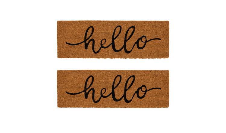 Nicola Spring Coir Step Mats - Hello - Pack of 2