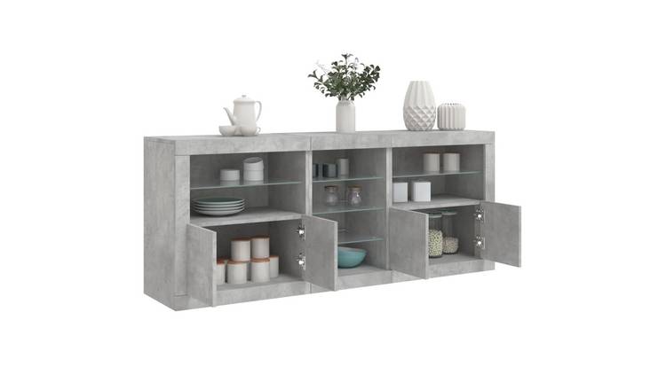 Walplus LED Engineered Wood Sideboard - Concrete Grey - 181.5 x 37 x 67 cm