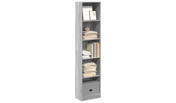 Walplus Engineered Wood Bookcase - Grey and Oak - 40 x 24 x 176 cm