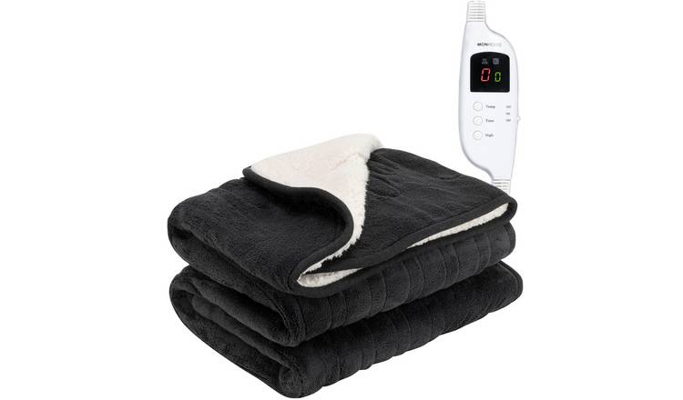 MONHOUSE Single Heated Electric Throw with 9 Heat Setting - Black