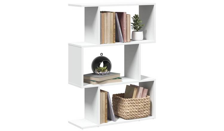 Walplus 3 Tier Engineered Wood Book Cabinet - White - 70 x 24 x 97 cm