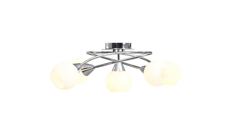 Walplus Steel Ceiling Lamp with Shades for 5 E14 Bulbs Bowl - White