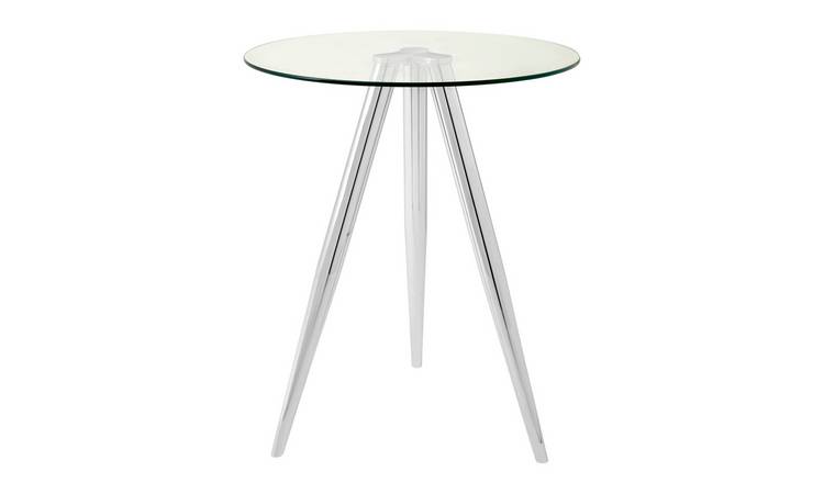 Orsina Barton Tempered Glass Bar Table – Clear & Chrome