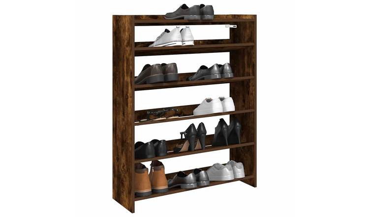 Walplus Engineered Wood Shoe Rack - Smoked Oak - 80 x 25 x 100 cm
