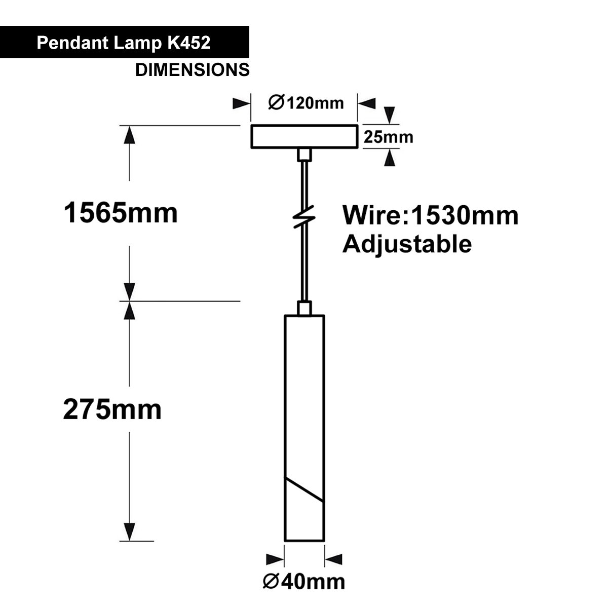 Energy Light Bulbs 3W LED Tube Ceiling Pendant Light - Black - Image 2