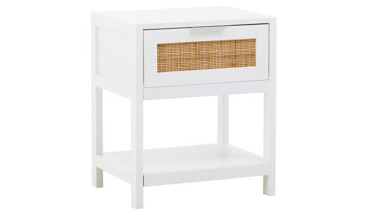 Orsina Sherman Rattan One Drawer Side Table - White