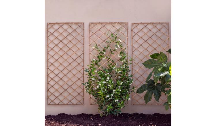Primrose Pack of 3 Square Natural Willow Garden Trellis Panel - 180cm x 60cm