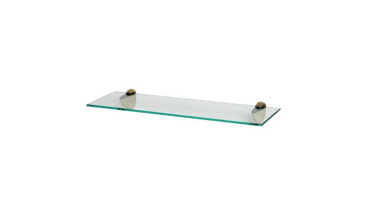 Harbour Housewares Floating Glass Bathroom Shelf - Clear/Gold - Design