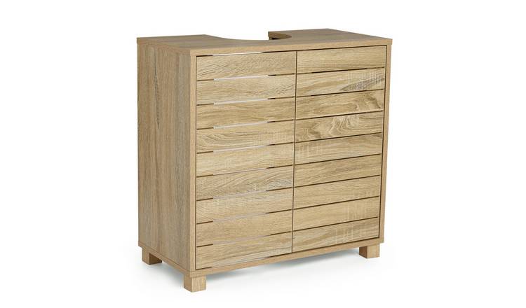 Vonhaus Chester Wood Effect Under Sink Bathroom Cabinet - Brown