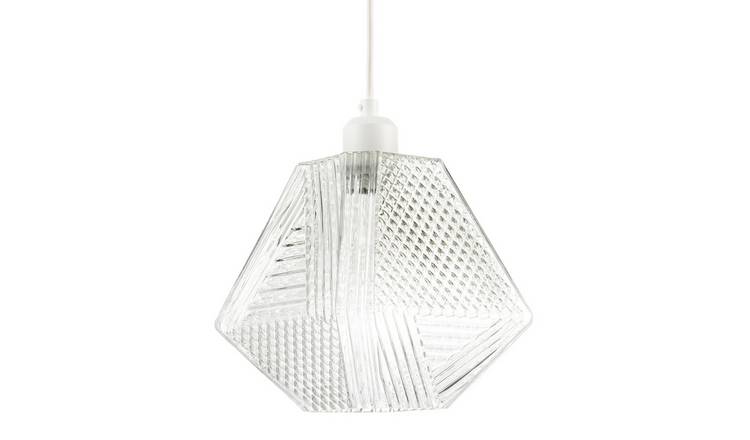 Happy Homewares Moulded Clear Glass with Dimples Pendant Shade - 20cm