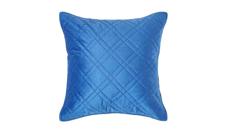 Homescapes Navy Blue Quilted Velvet Geometric Cushion Cover - 45 x 45 cm