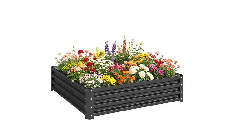 Outsunny 432L Square Raised Garden Bed - Grey