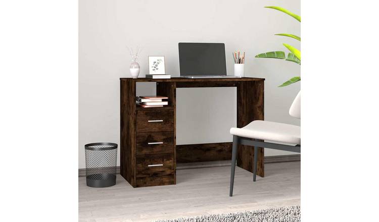 Walplus Drawers Engineered Wood Desk - Dark Oak - 102 x 50 x 76 cm