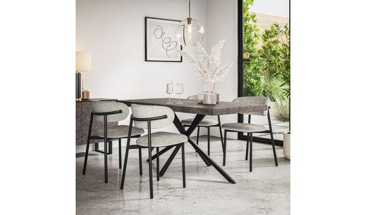 Furniture Online Donni Concrete Effect Dining Table & 6 Myla Grey Chairs
