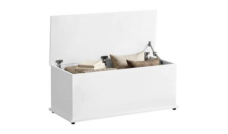 HOMCOM Large 113L Safety Hinged Lid Shoe Bench - White