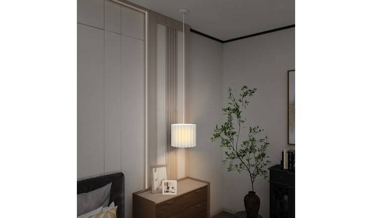 HOMCOM Linen Modern Bedside Ceiling Lamps with E27 Bulb - White