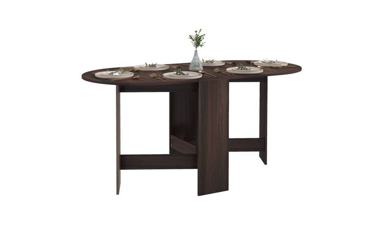 HOMCOM Folding Drop Leaf Dining Table for Small Spaces - Brown