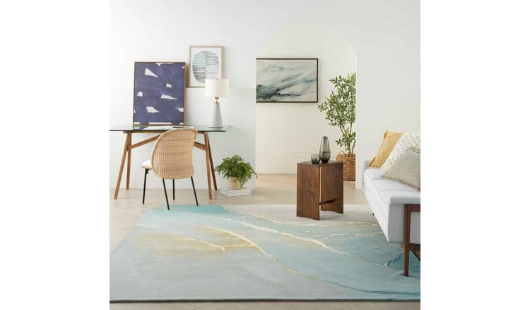 Mega Flooring Blue Modern Abstract Rug - 114 x 175cm
