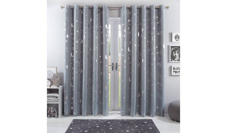 OHS Eyelet Galaxy Curtains 117 x 137cm - Silver