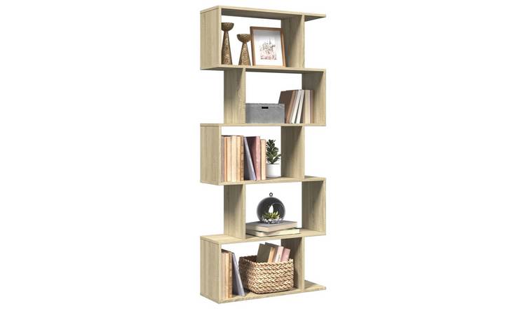 Walplus 5 Tier Engineered Wood Book Cabinet - Light Oak - 70 x 24 x 161 cm