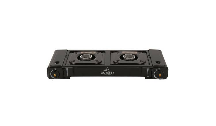 Charles Bentley Odyssey Double Portable Camping Gas Stove Cooker - Black