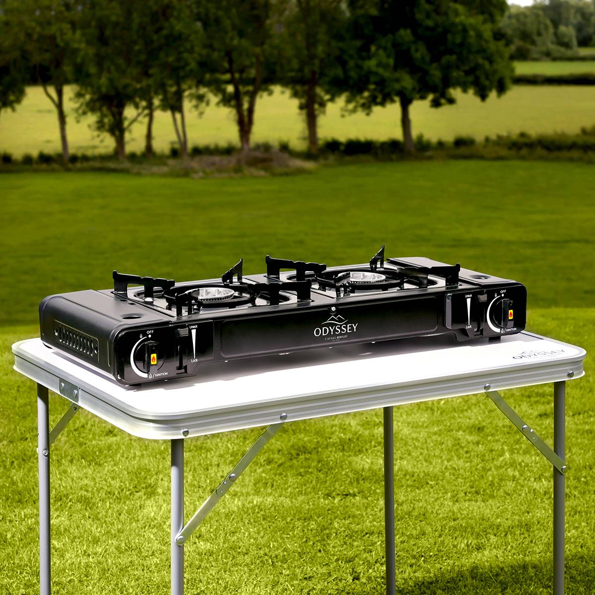 Charles Bentley Odyssey Double Portable Camping Gas Stove Cooker - Black - Image 2