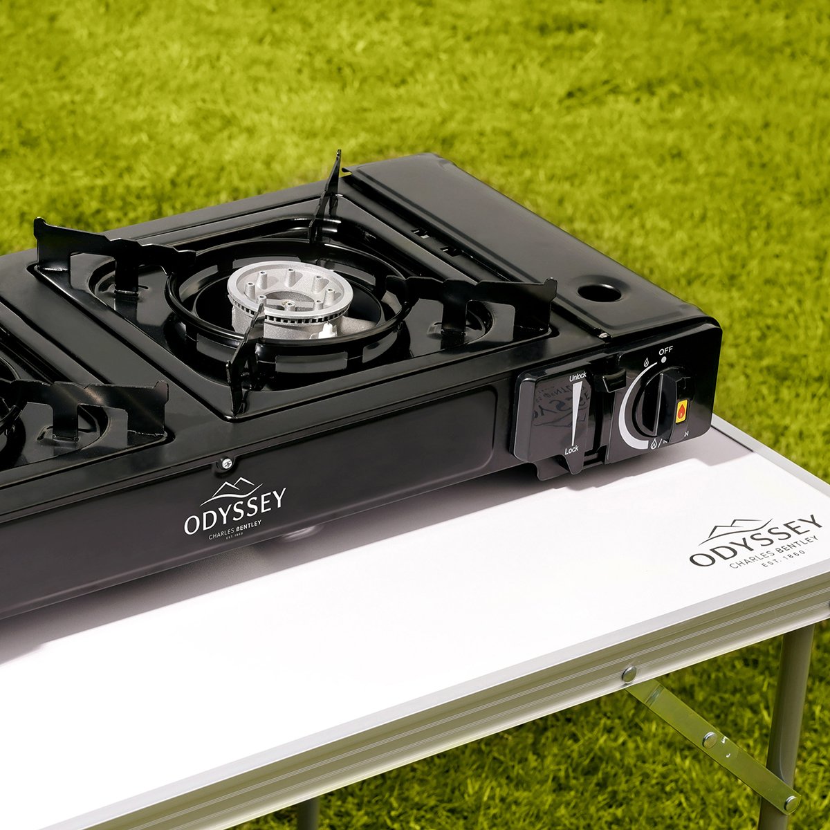 Charles Bentley Odyssey Double Portable Camping Gas Stove Cooker - Black - Image 3