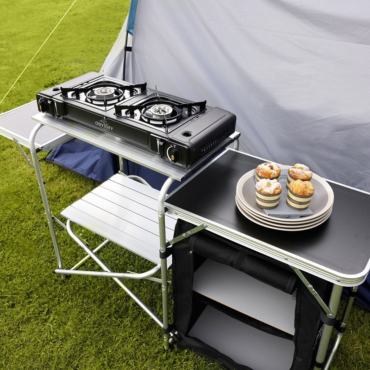 Charles Bentley Odyssey Double Portable Camping Gas Stove Cooker - Black - Image 4