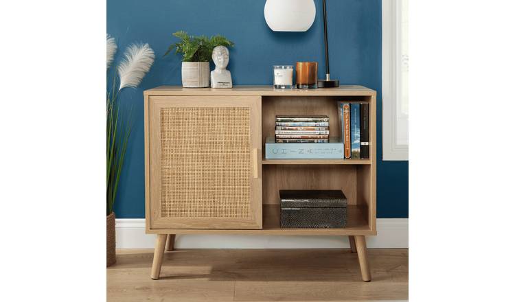 Home Source Astbury Rattan 1 Door Storage Cabinet - Natural