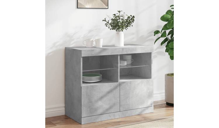 Walplus Engineered Wood LED Sideboard - Concrete Grey - 81 x 37 x 67 cm