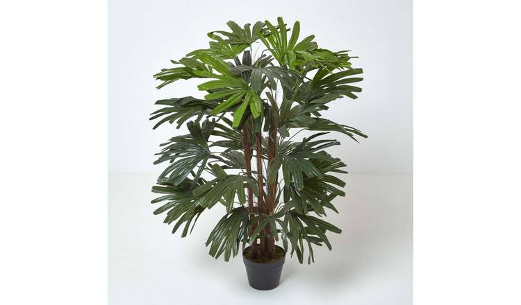 Homescapes Wood Effect Trunk Rhapis Excelsa Artificial Palm Tree - Green