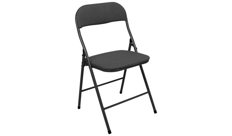 Harbour Housewares Fabric Padded Metal Folding Chair - Black