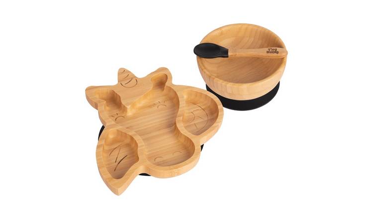 Tiny Dining Children's Bamboo Suction Unicorn Dinner Set - Black