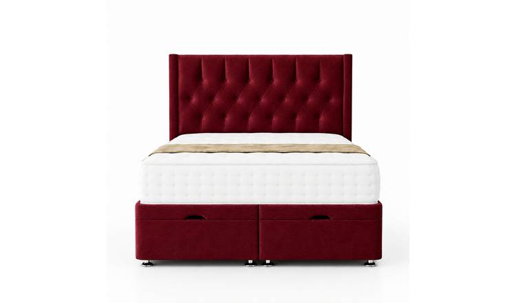 Comfy Deluxe  Miami Wing 3ft Single  End Lift Ottoman Bed Set - Burgundy