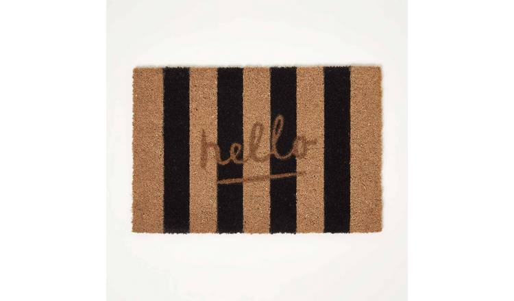 Homescapes Stripe Hello Coir Doormat – 40 x 60 cm