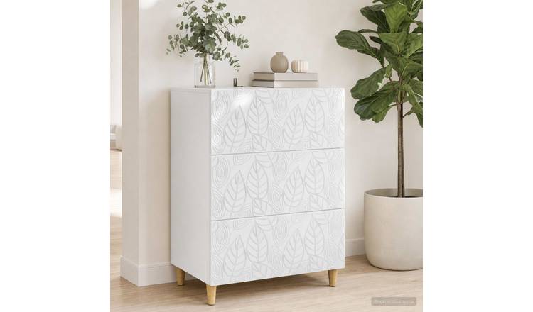Walplus 3 Drawer Engineered Wood Drawer Cabinet - White - 66 x 34.5 x 90 cm