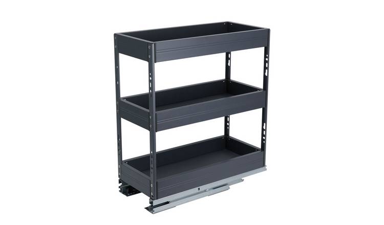 Living and Home 3-Tier Kitchen Cabinet Pull Out Organiser - Grey