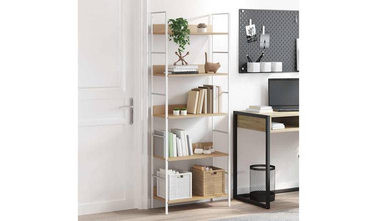 Walplus Engineered Wood Storage Cabinet - Oak and White - 60 x 27.6 x 158.5 cm