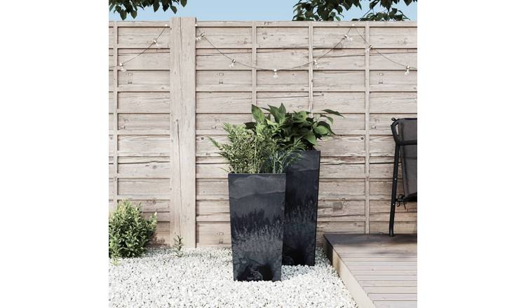 Walplus Polypropylene Garden Planter - Anthracite - 26.5 x 26.5 x 50 cm