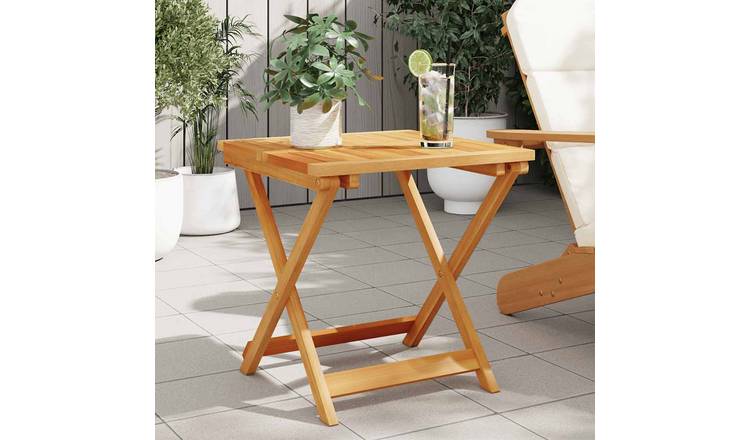 Walplus Solid Acacia Wood Folding Garden Table - Brown - 50 x 50 x 50 cm
