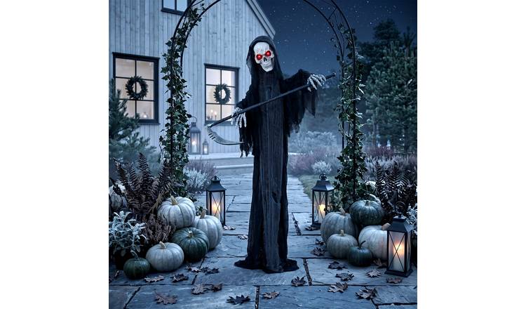 HOMCOM 6ft Animated Halloween Grim Reaper Decorations