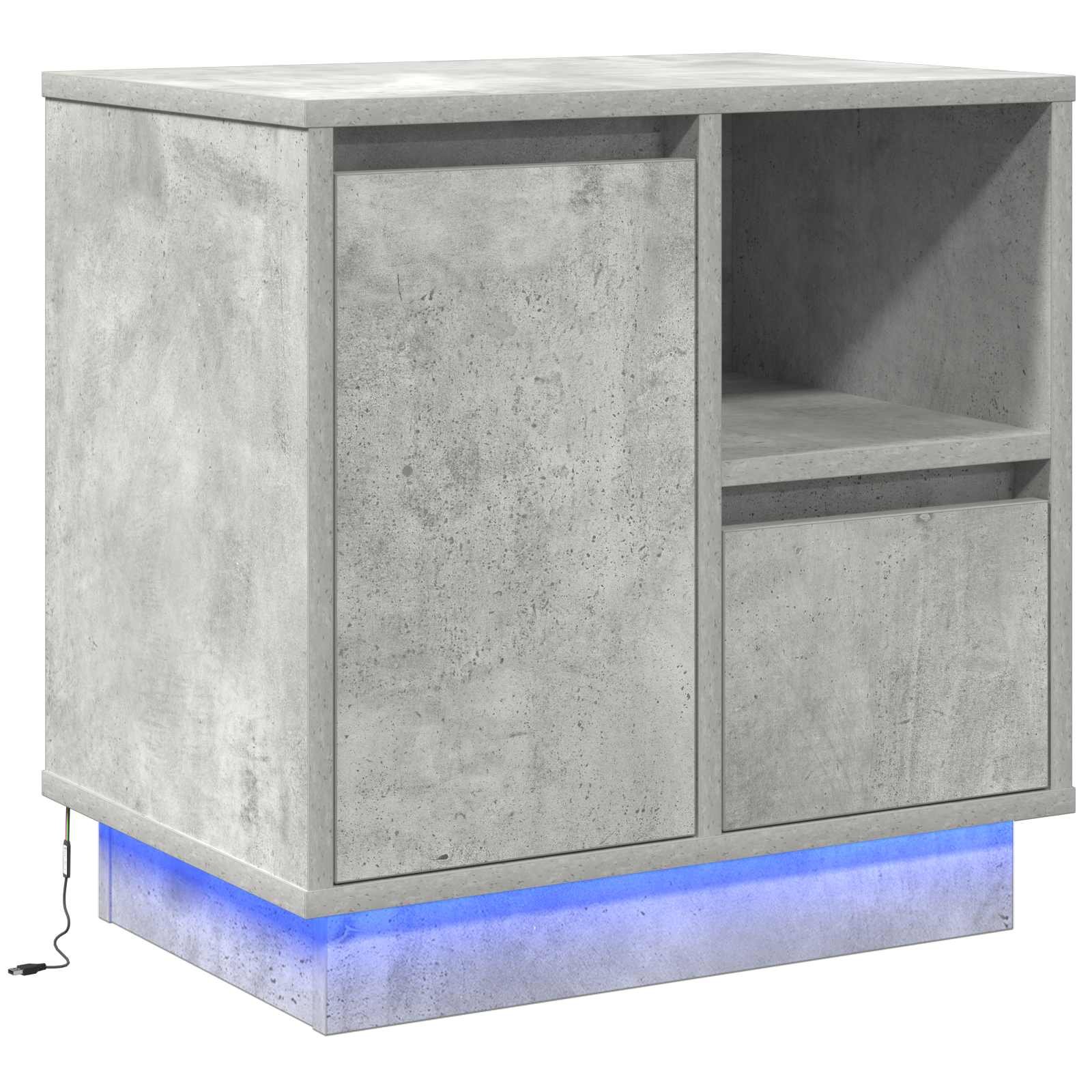 Walplus 1 Drawer Bedside Cabinet - Stone Grey - 50 x 34.5 x 50 cm - Image 2
