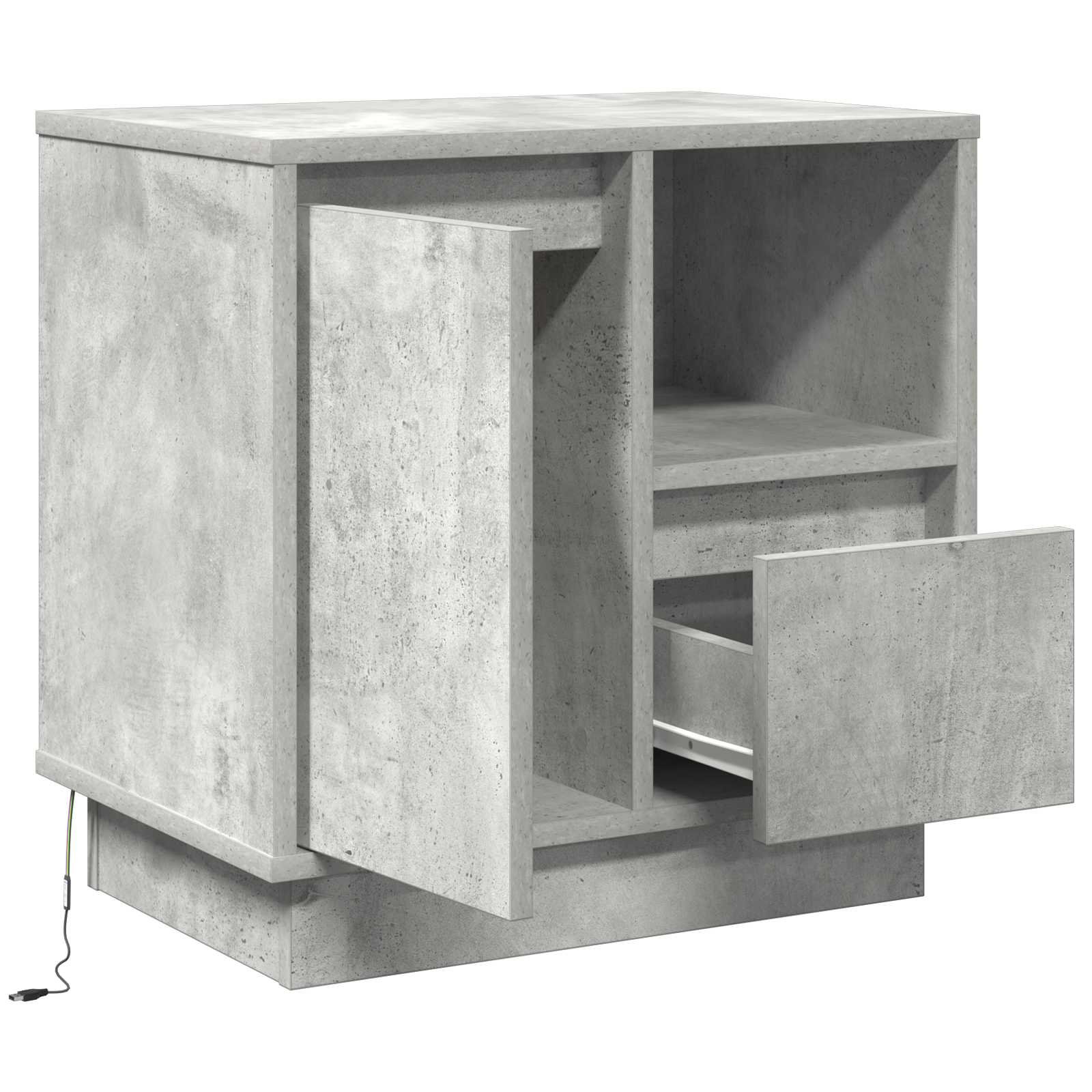 Walplus 1 Drawer Bedside Cabinet - Stone Grey - 50 x 34.5 x 50 cm - Image 5