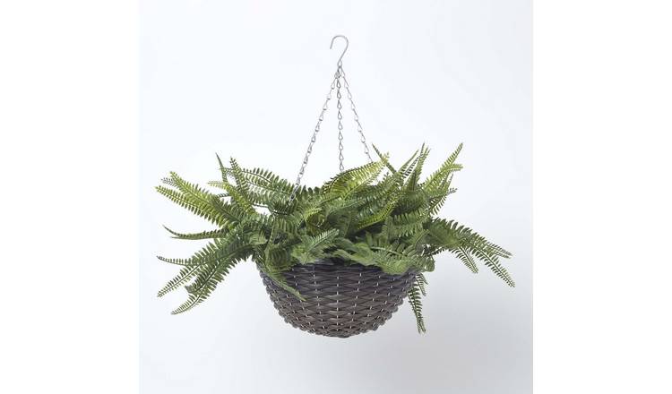 Homescapes Handcrafted Boston Fern Hanging Basket - Green